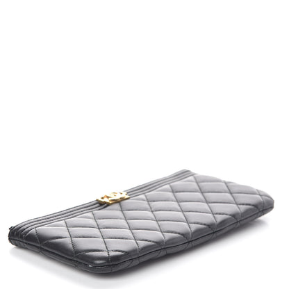 Chanel Lambskin Quilted Small Boy Zipped Pouch Black 4 of 9