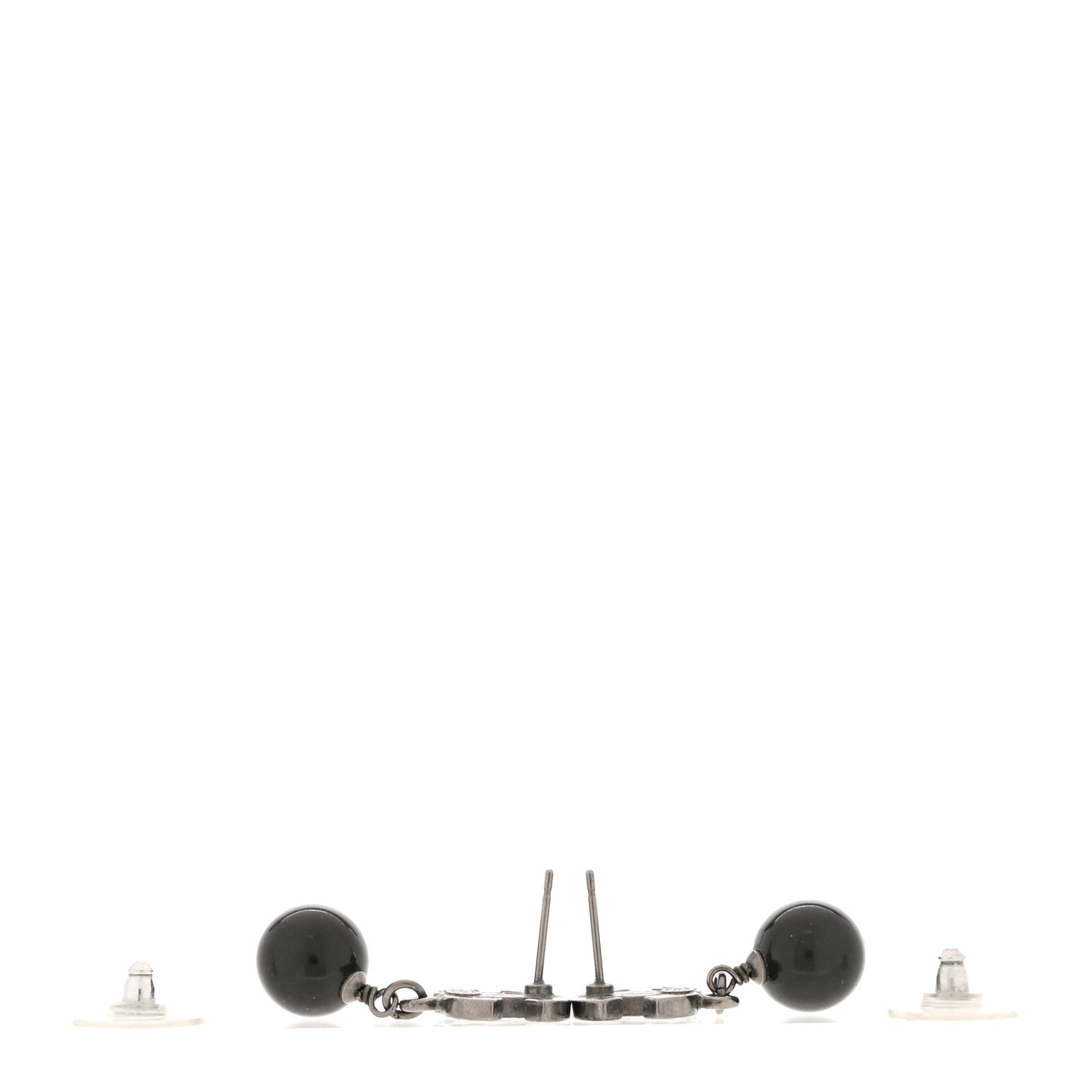 CC Globe Drop Earrings Ruthenium Ruthenium Black