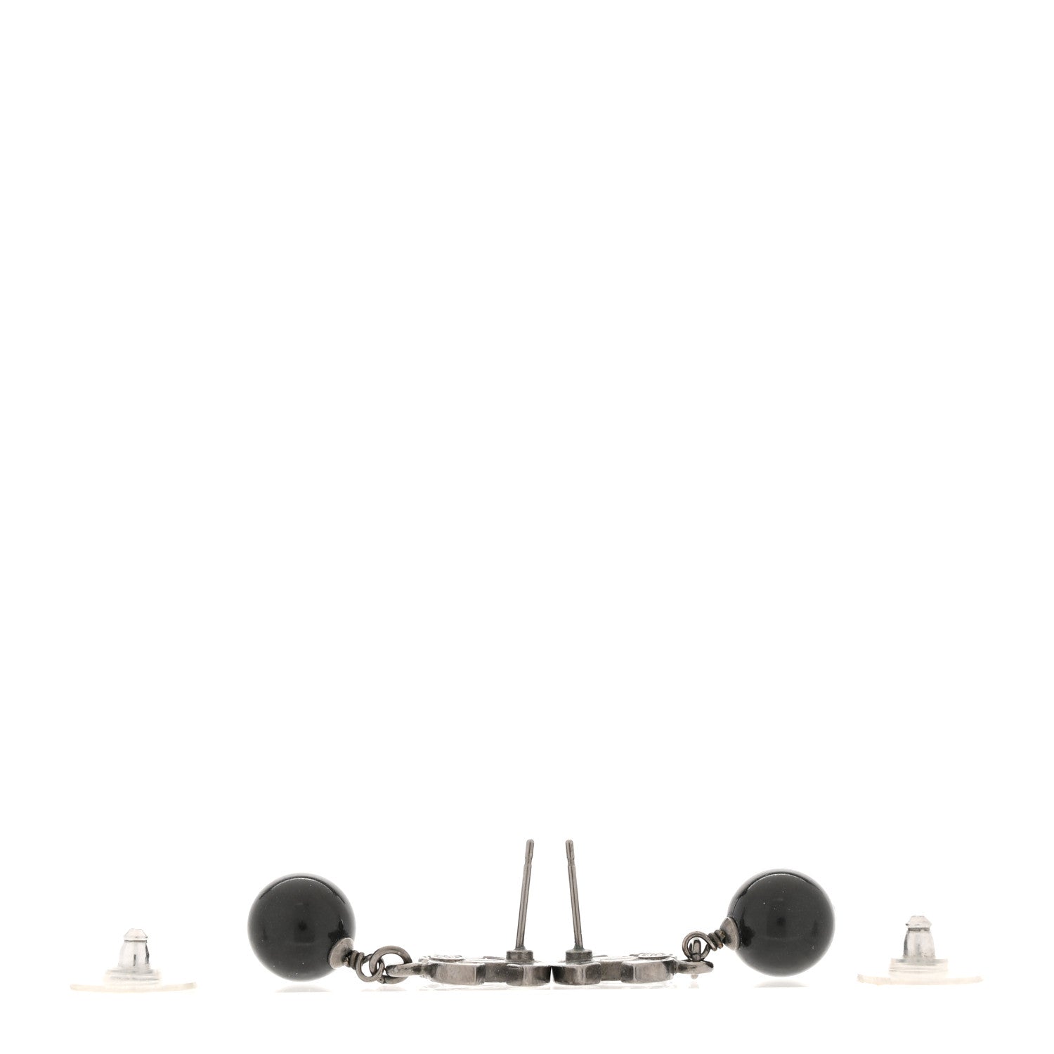 Chanel CC Globe Drop Earrings Ruthenium Ruthenium Black 3 of 6