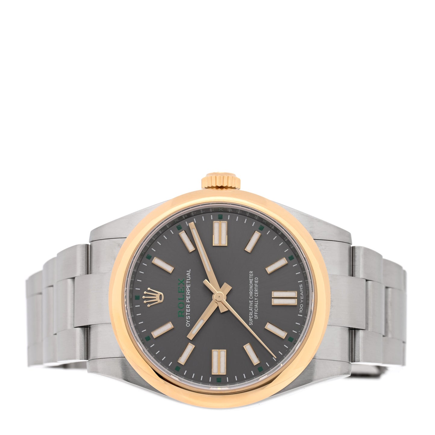 Stainless Steel 18K Yellow Gold 41mm Oyster Perpetual 100th Anniversary Watch Slate 134303