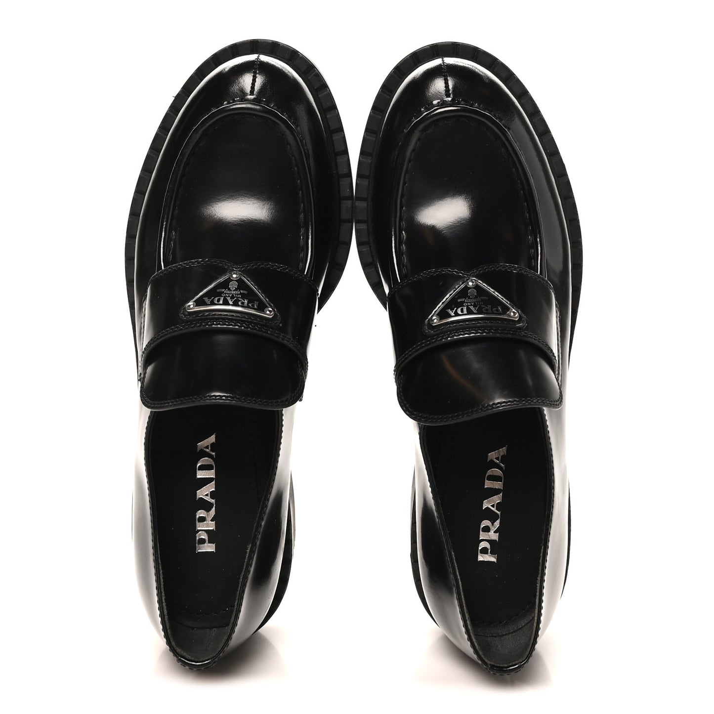 Spazzolato Metal Triangle Logo 50mm Loafers 40 Black