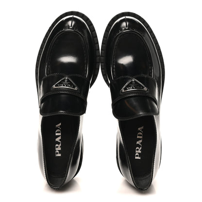 Prada Spazzolato Metal Triangle Logo 50mm Loafers 40 Black 2 of 9