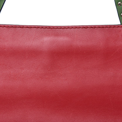 Valentino Garavani Vitello Colorblock Medium Rockstud Tote Deep Rose Clover Grey Scarlet 17 of 20