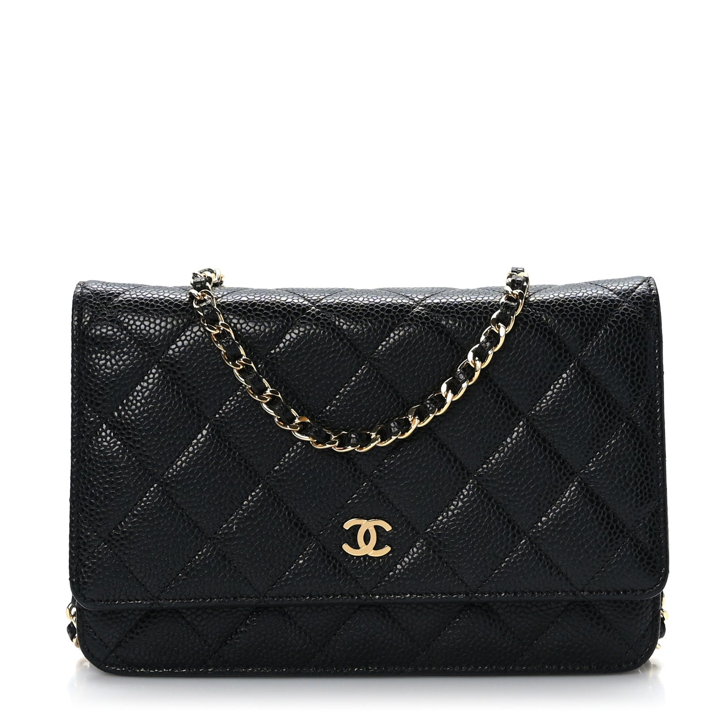 Caviar Quilted Wallet on Chain WOC Black