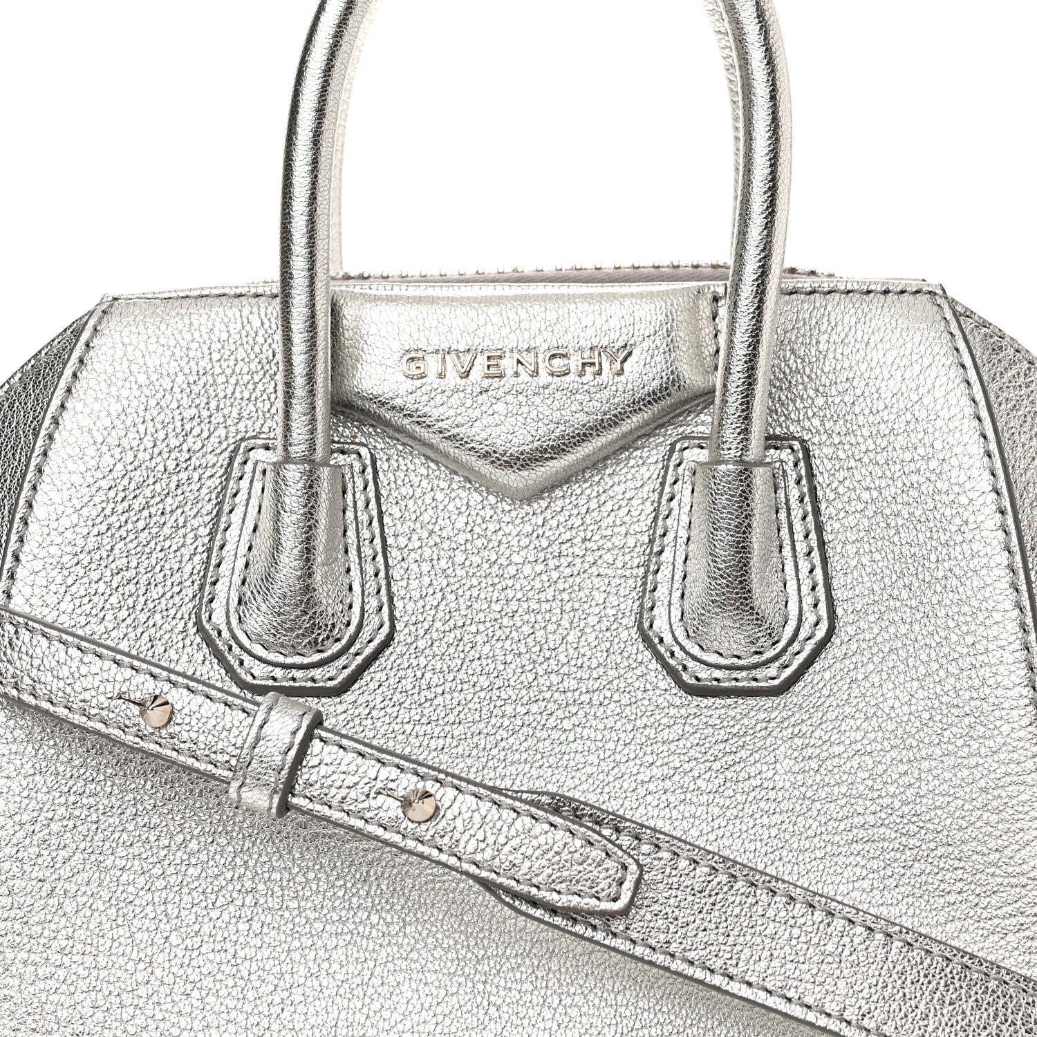 Givenchy Metallic Sugar Goatskin Mini Antigona Silver 8 of 11