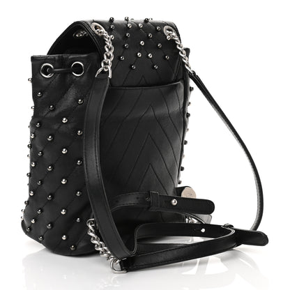 Chanel Lambskin Chevron Quilted Studded Stud Wars Backpack Black 3 of 10