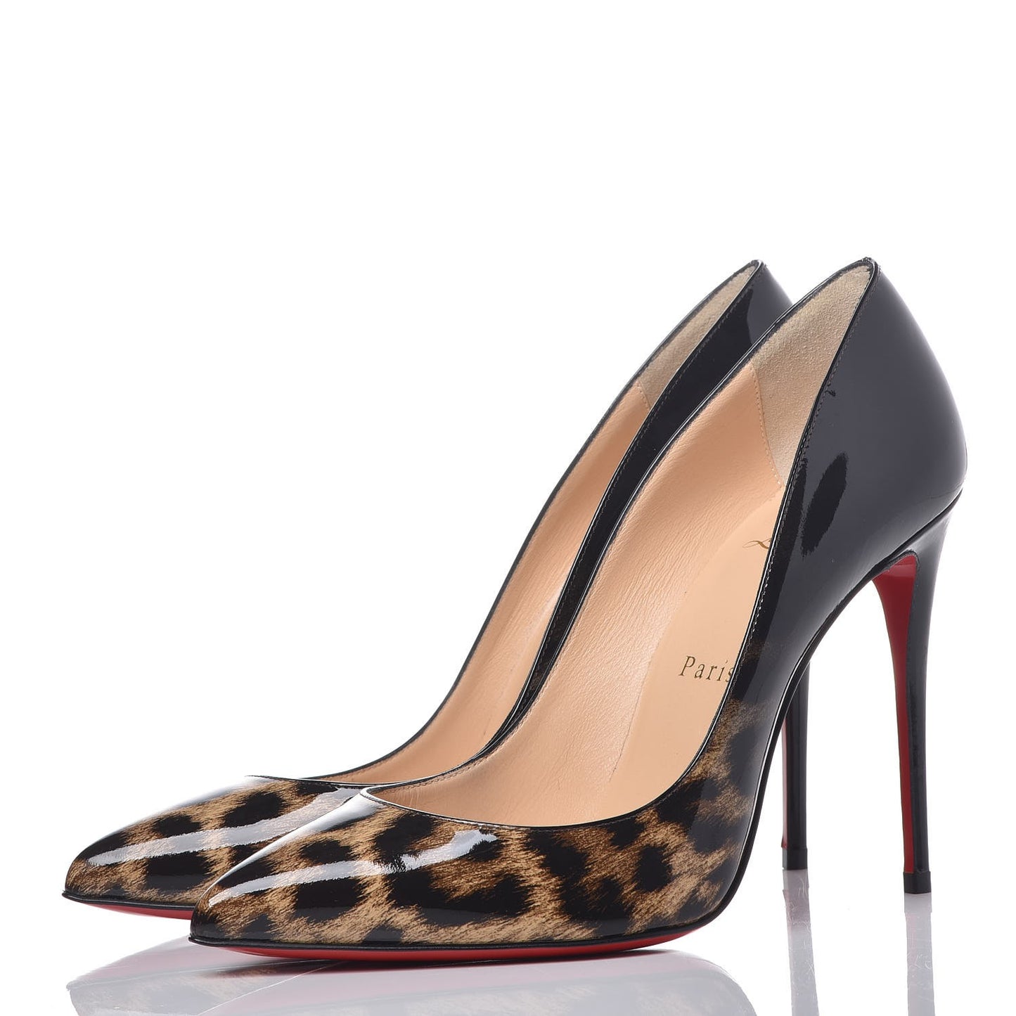 Patent Degrade Leopard Pigalle Follies 100 Pumps 37.5 Leopard Black