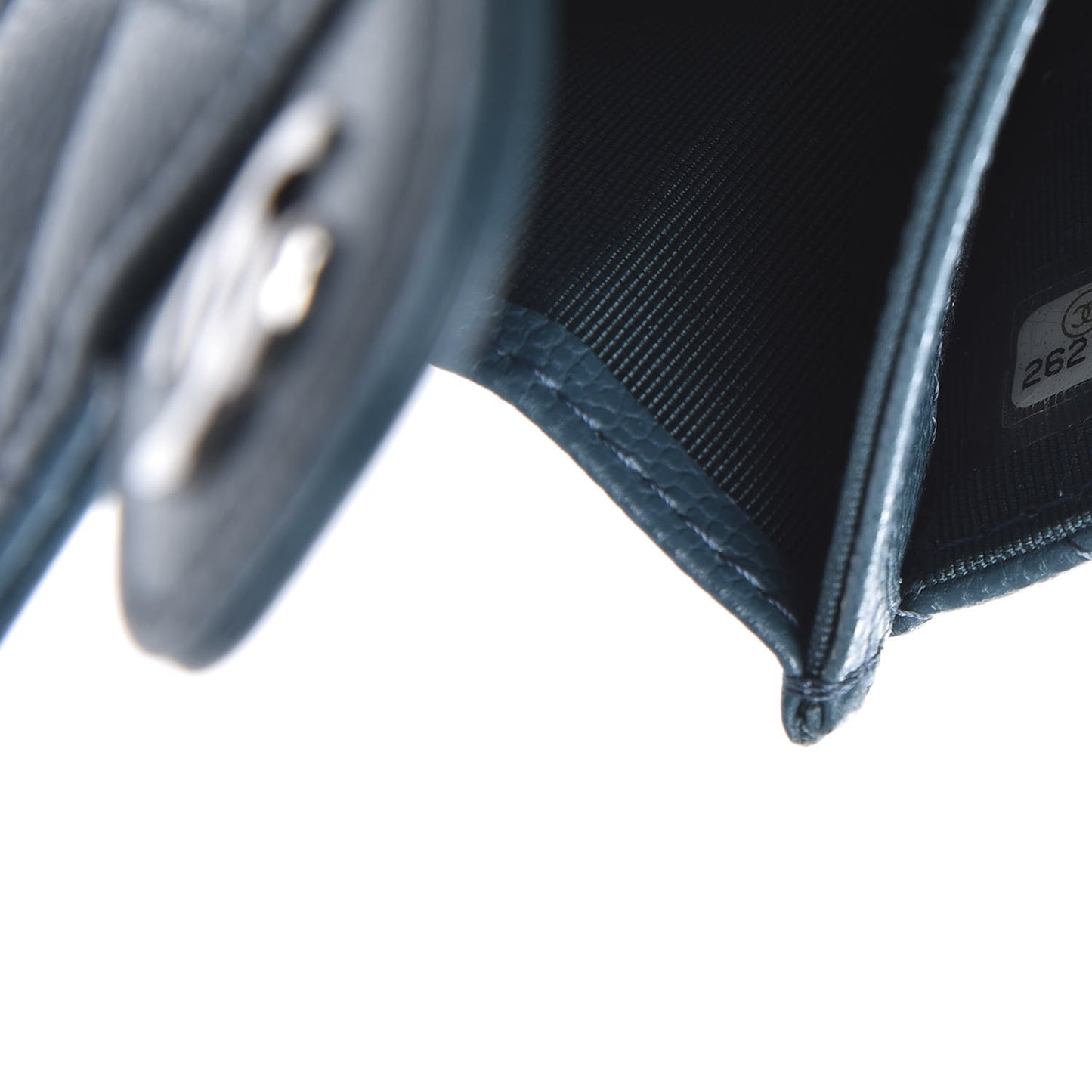 Caviar Quilted Flap Card Holder Wallet Dark Turquoise