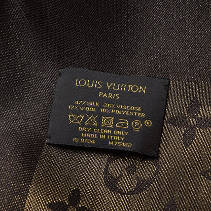Louis Vuitton Silk Lurex Wool Monogram Shine Shawl Brown 5 of 5