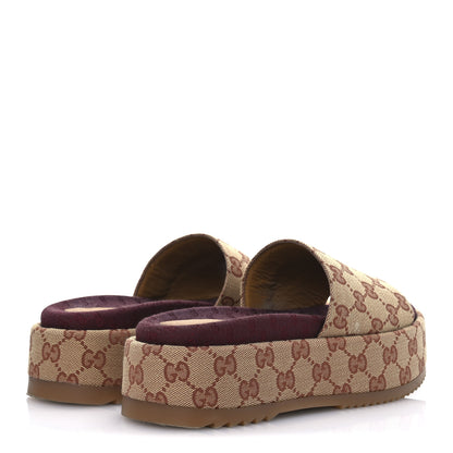 Gucci Canvas GG Monogram Angelina Platform Slide Sandals 36 Beige Ruggine 10 of 30
