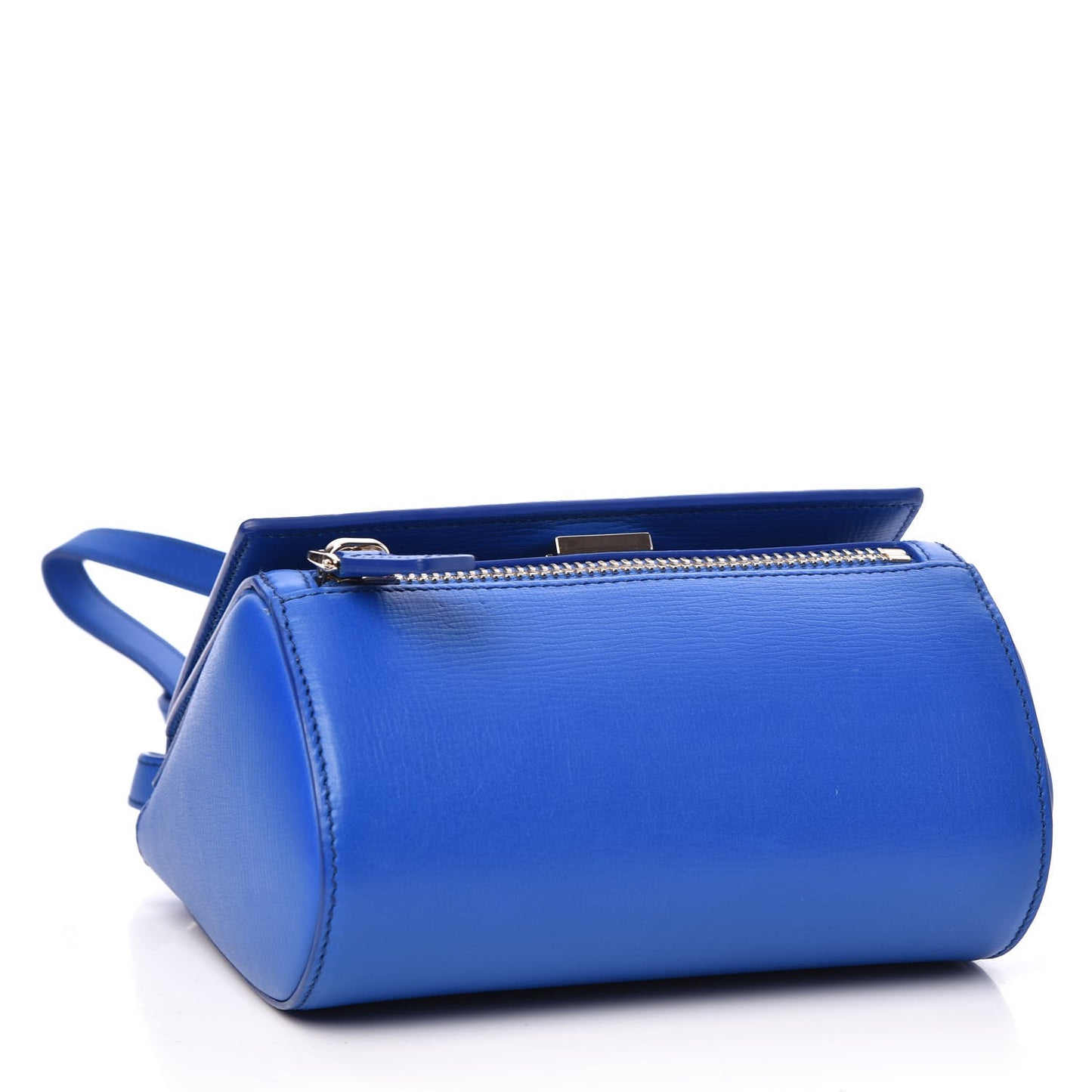 Textured Calfskin Mini Pandora Box Crossbody Bag Indigo Blue