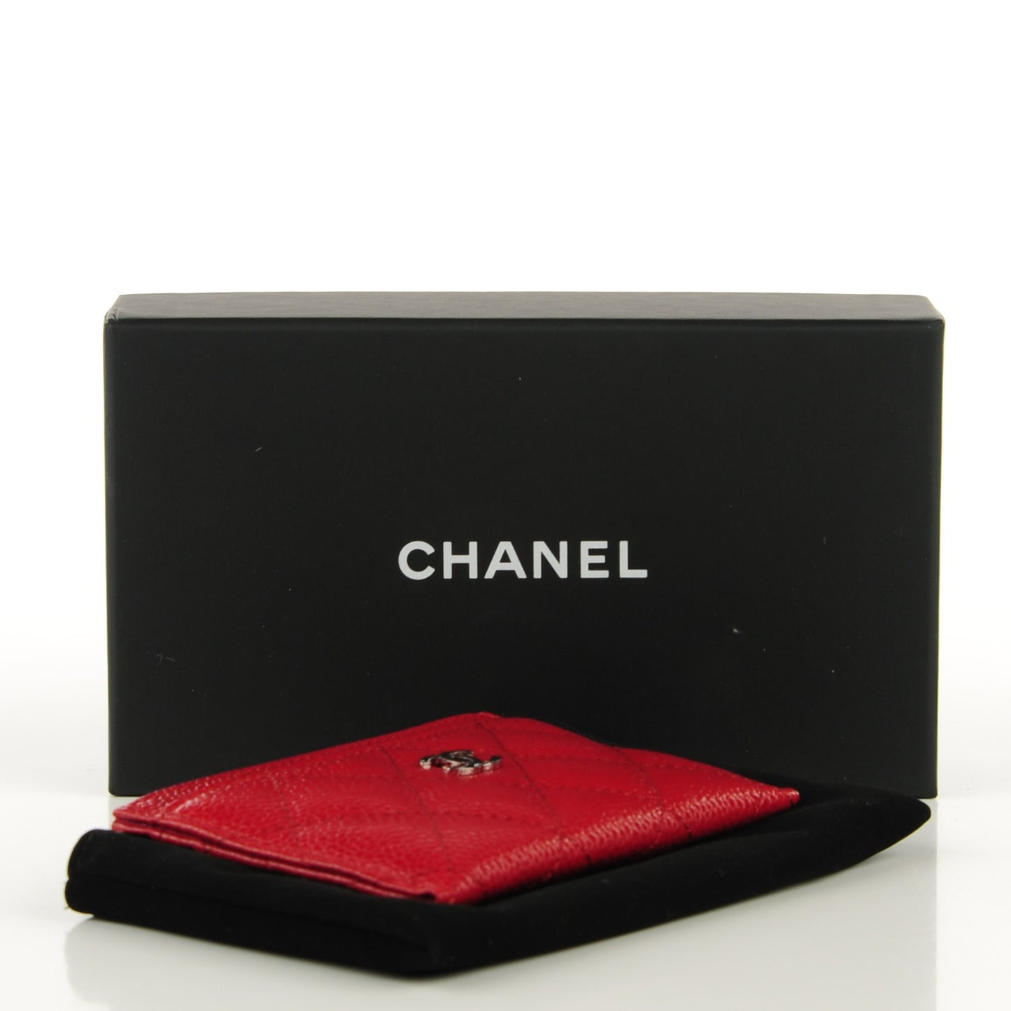 Caviar Quilted Card Holder Red