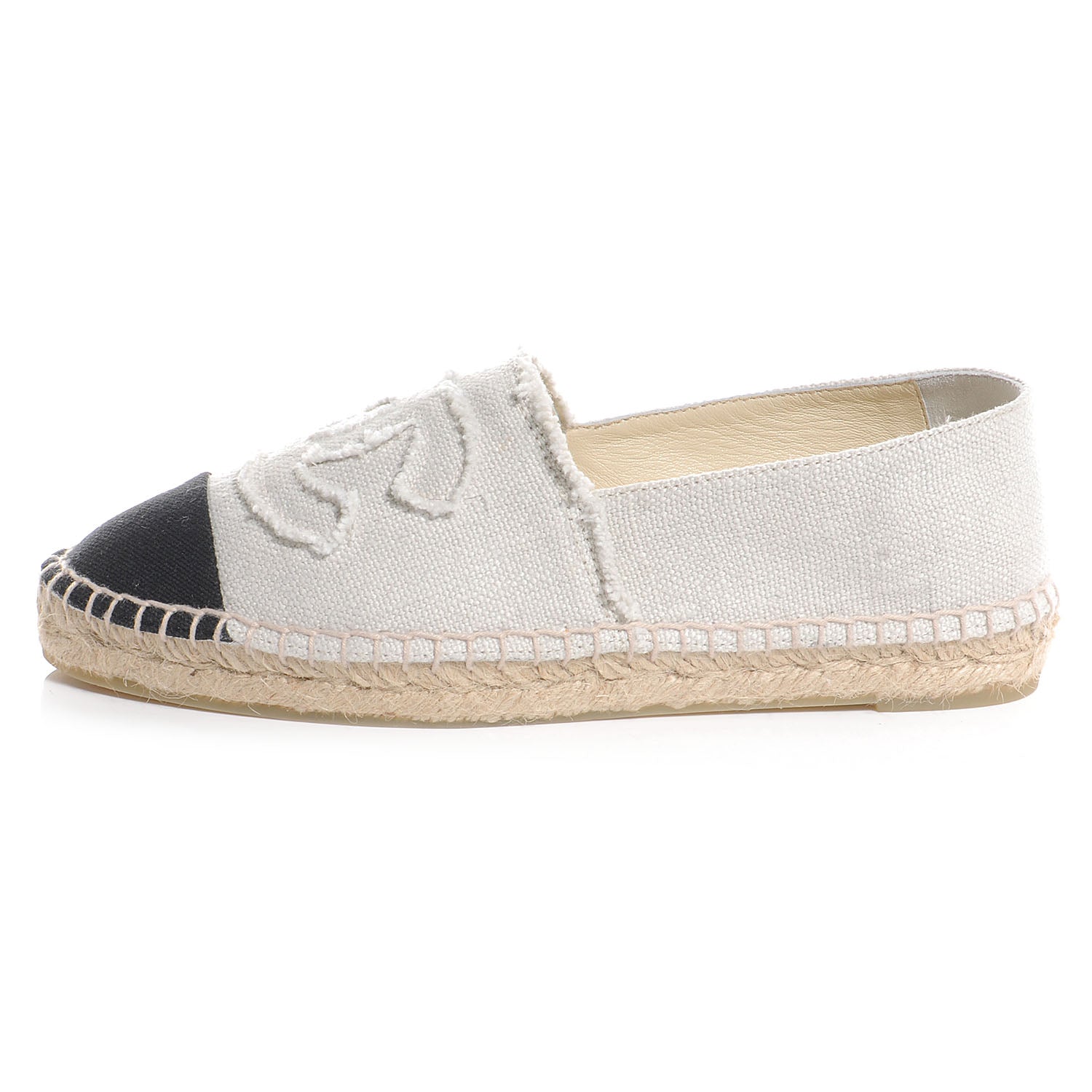 Chanel Toile Espadrilles Beige Black 39 1 of 7