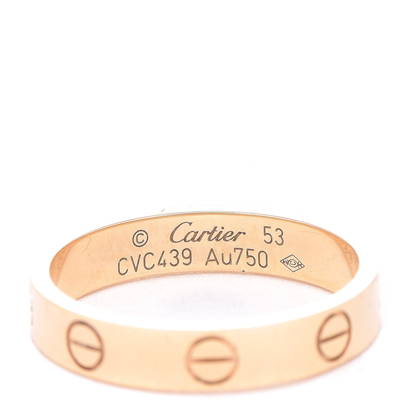 18K Yellow Gold 3.5mm LOVE Wedding Band Ring 53 6.25