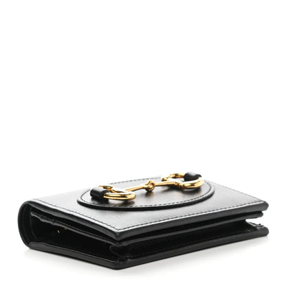 Gucci Boarded Plutone Calfskin Horsebit 1955 Card Case Wallet Black 4 of 8