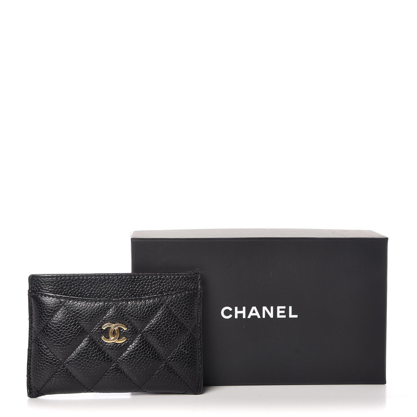 Caviar Quilted Card Holder Black