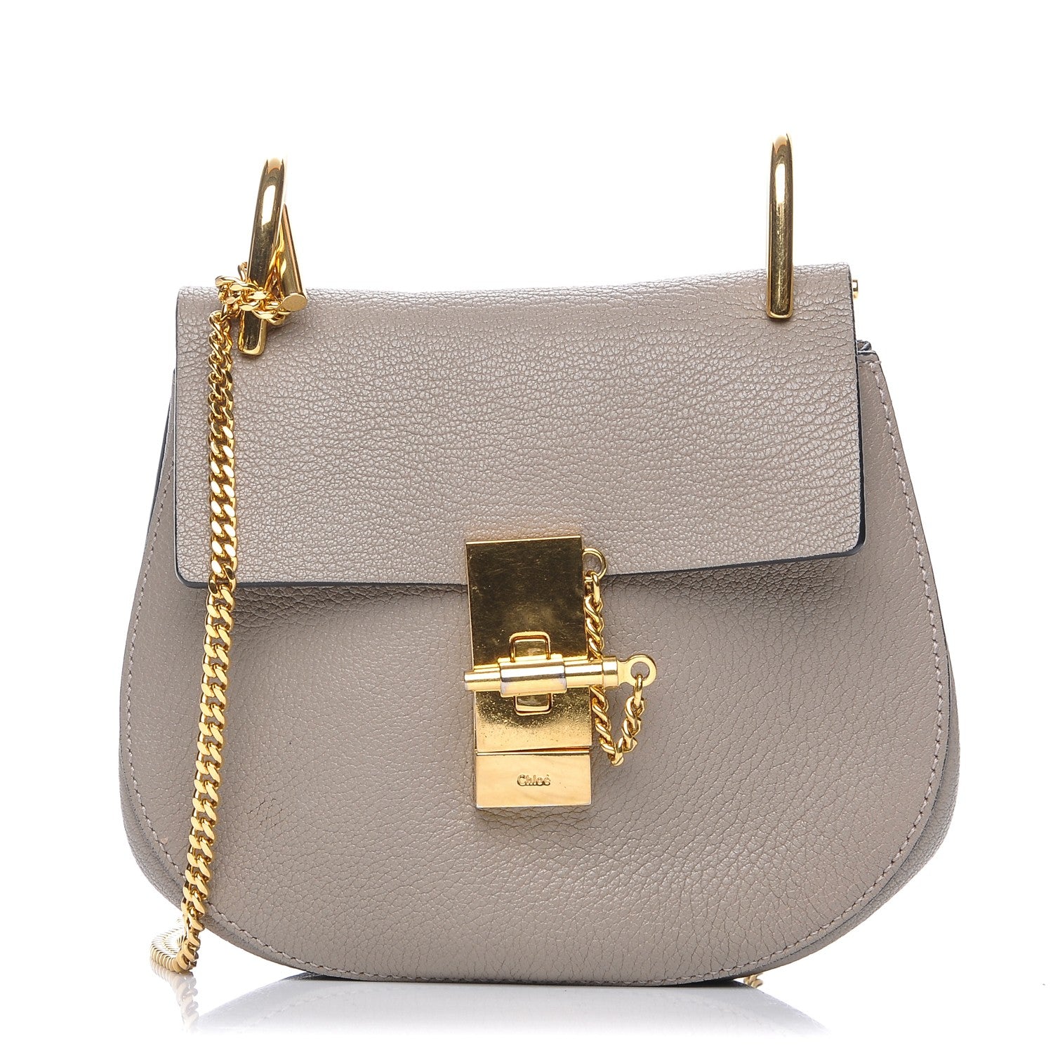 Chloe Grained Lambskin Mini Drew Shoulder Bag Motty Grey 1 of 9