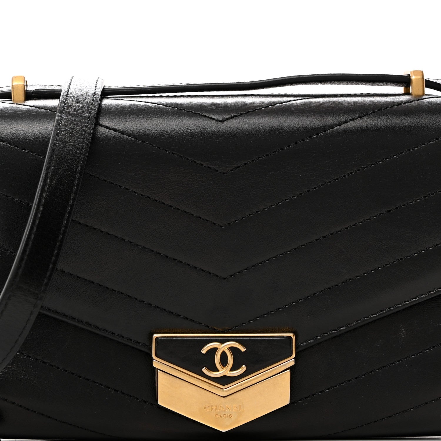 Chanel Calfskin Chevron Quilted Medal Flap Black 8 of 11
