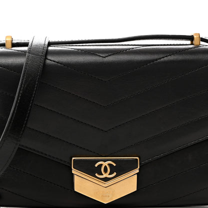 Chanel Calfskin Chevron Quilted Medal Flap Black 8 of 11