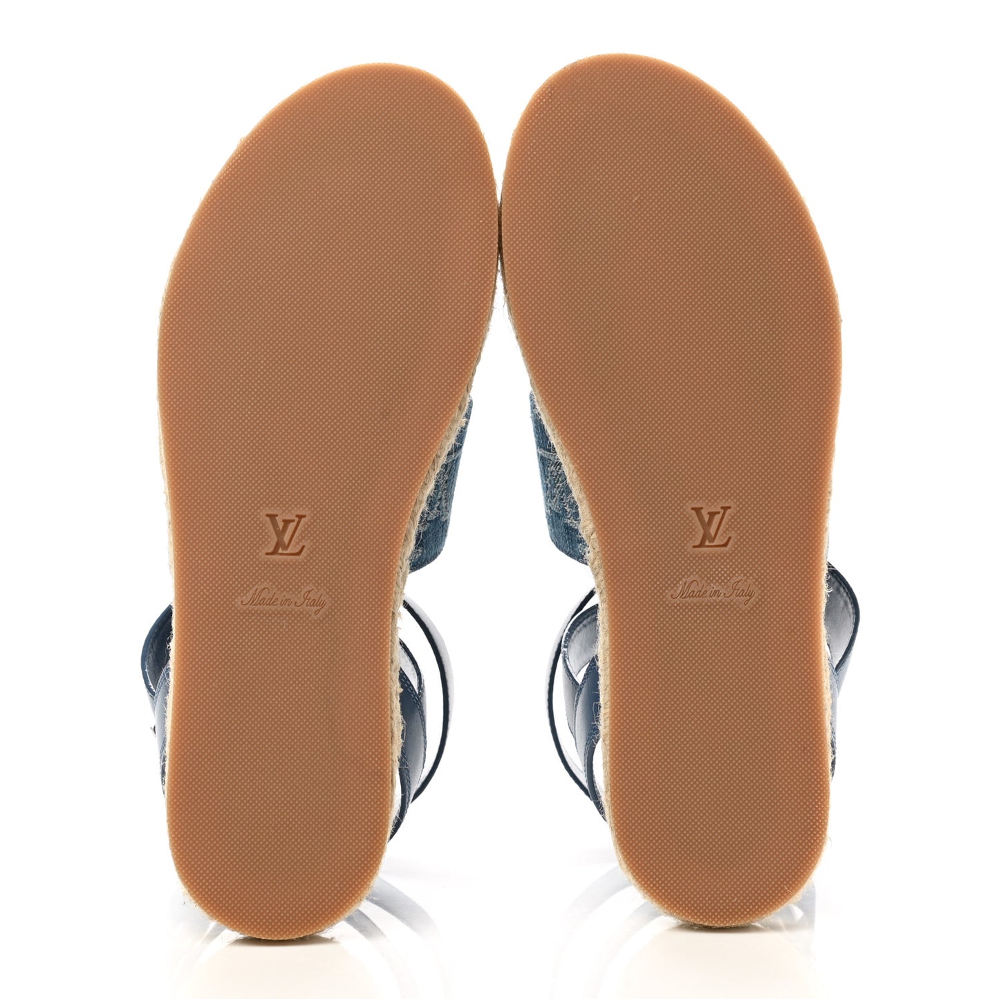 Monogram Denim Starboard Espadrille Flat Sandal 38 Blue