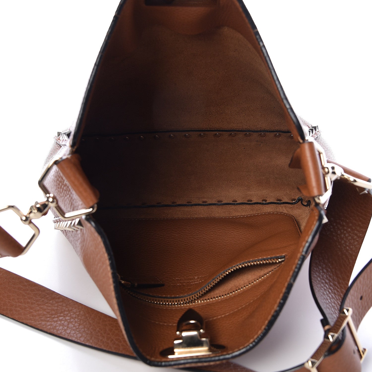 Valentino Garavani Pebbled Calfskin Small Rockstud Flip-Lock Messenger Bag Light Cuir 5 of 13