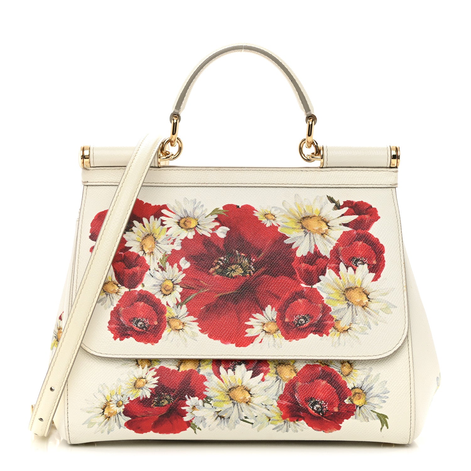 Dolce & Gabbana Dauphine St.Giap Papaveri Print Medium Miss Sicily Satchel White Multicolor 1 of 22