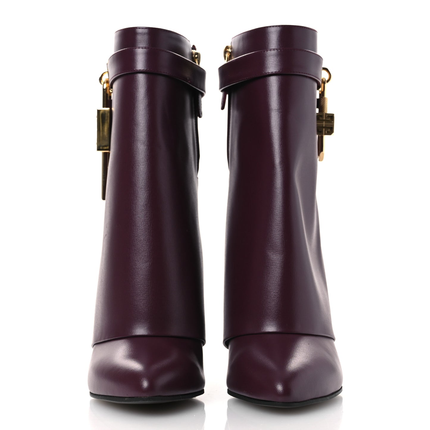 Calfskin Shark Lock Ankle Boots 40 Oxblood Red
