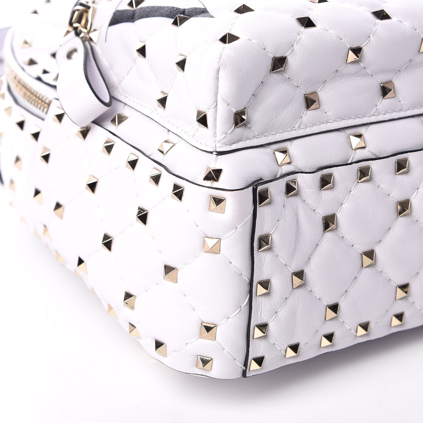 Lambskin VLTN Print Quilted Mini Rockstud Spike Backpack White