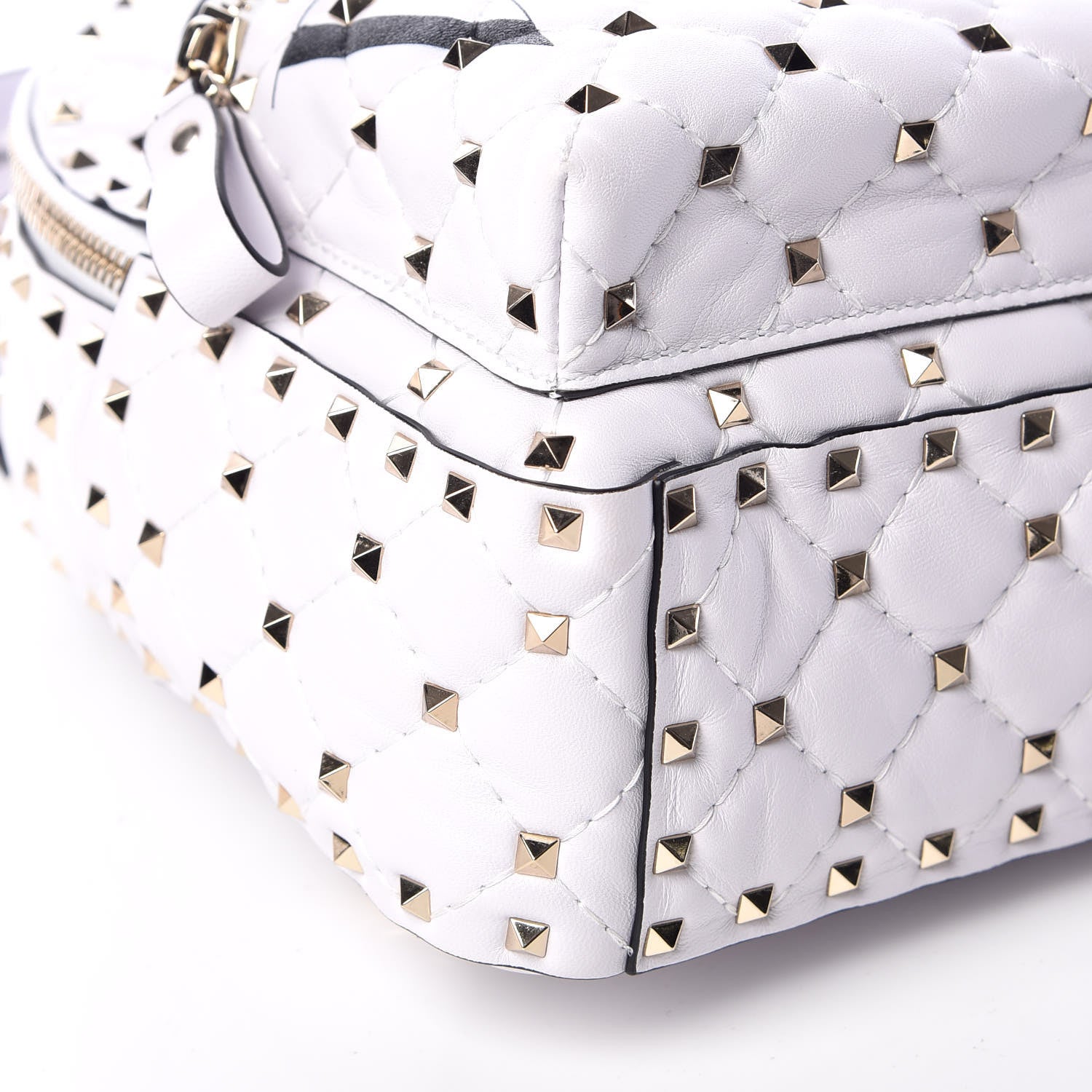 Valentino Garavani Lambskin VLTN Print Quilted Mini Rockstud Spike Backpack White 7 of 8