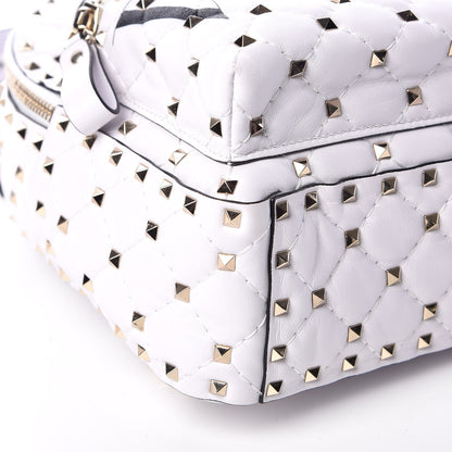 Valentino Garavani Lambskin VLTN Print Quilted Mini Rockstud Spike Backpack White 7 of 8