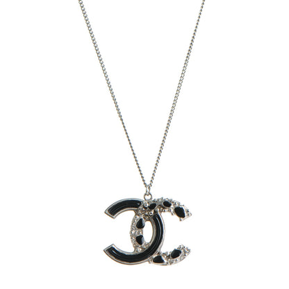 Chanel Enamel CC Necklace Black Silver 1 of 5