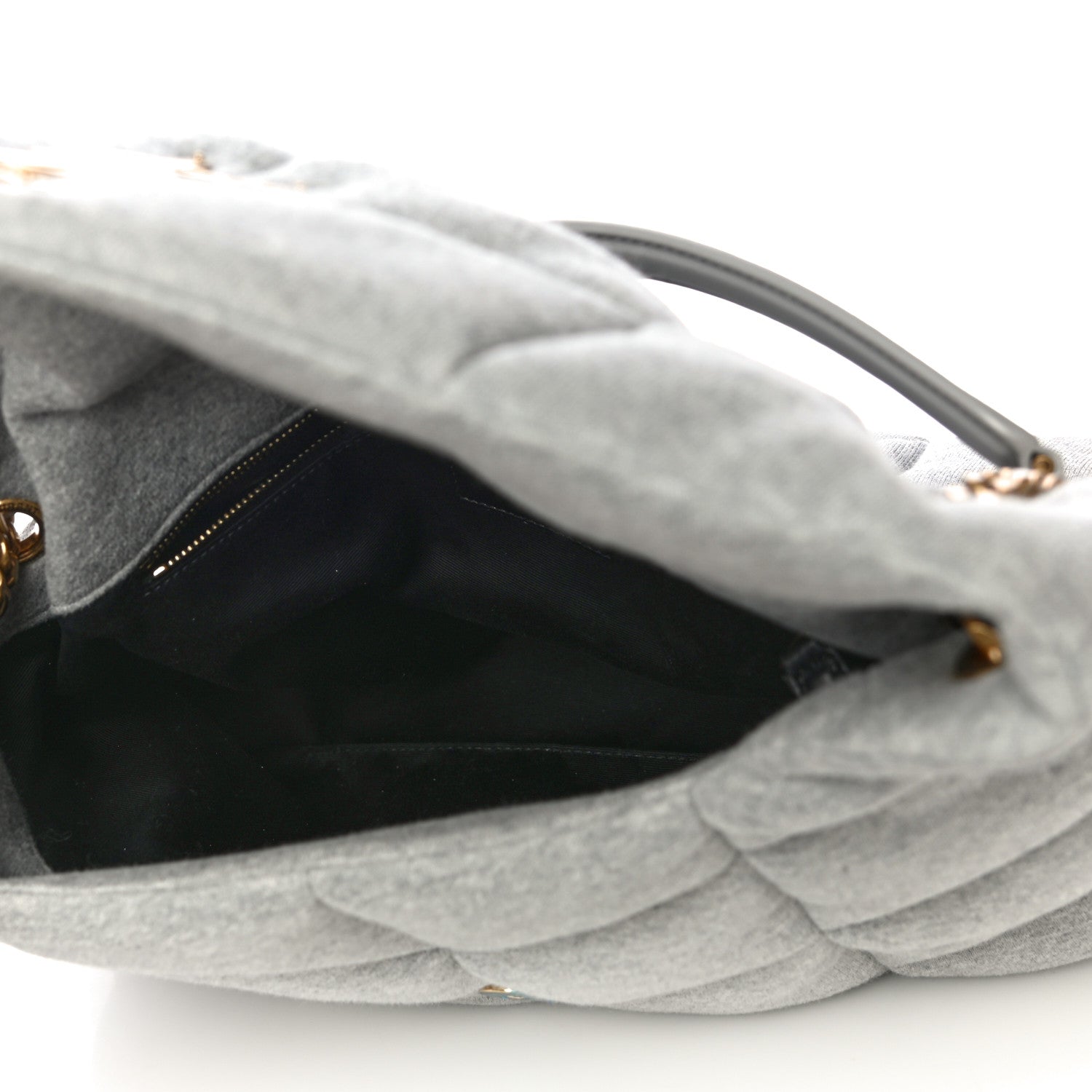 Saint Laurent Jersey Quilted Small Loulou Puffer Monogram Chain Satchel Grey Cloud 7 of 9