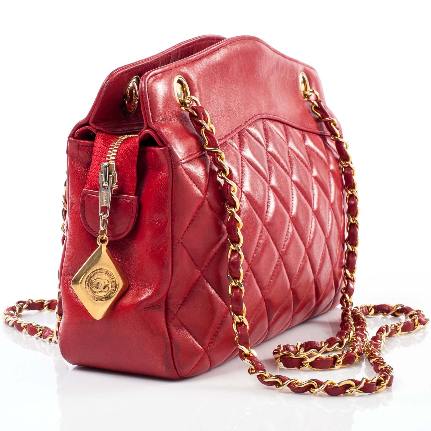 Lambskin Quilted Shoulder Bag Red