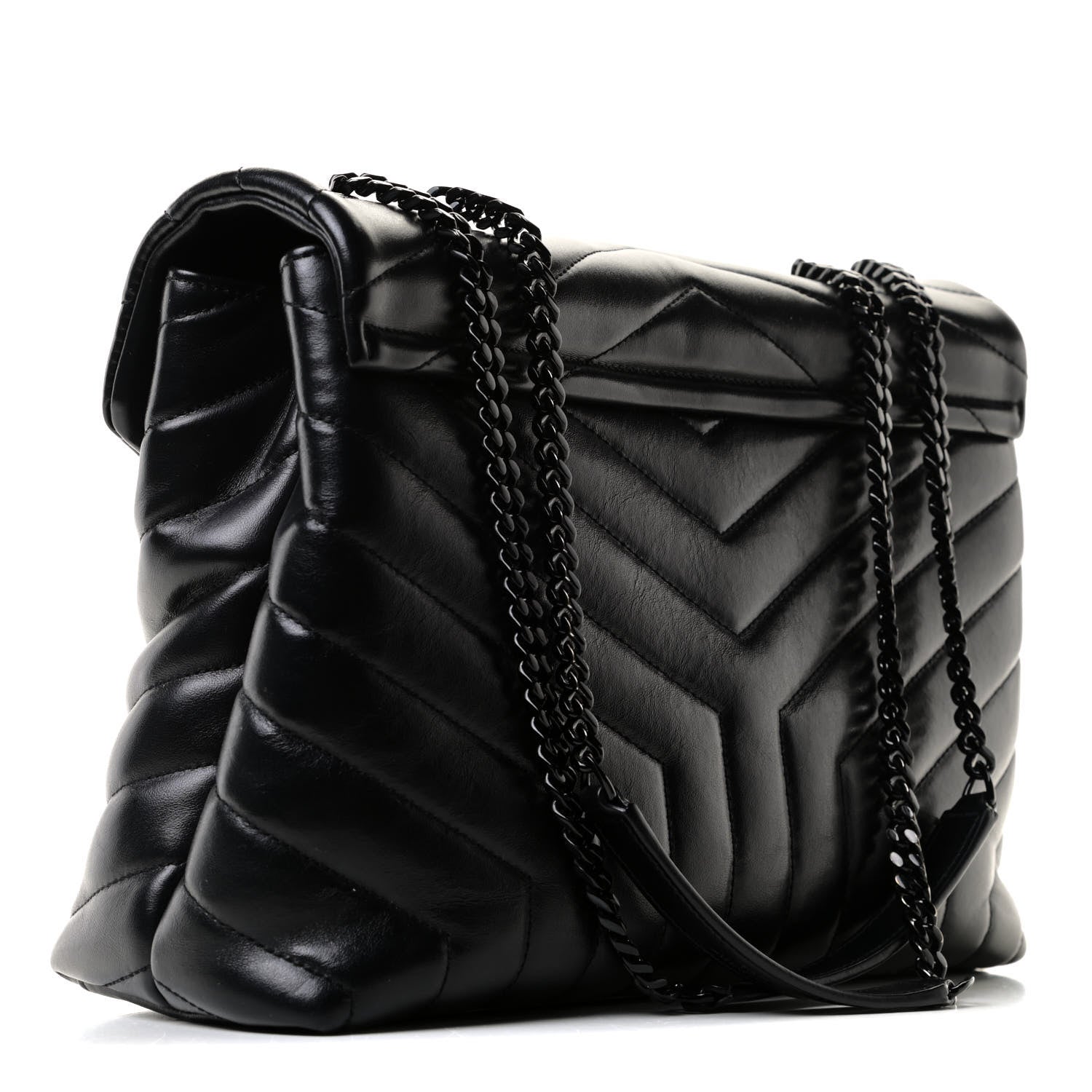 Saint Laurent Calfskin Y Quilted Monogram Medium Loulou Chain Satchel Black 3 of 12