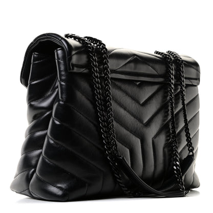 Saint Laurent Calfskin Y Quilted Monogram Medium Loulou Chain Satchel Black 3 of 12