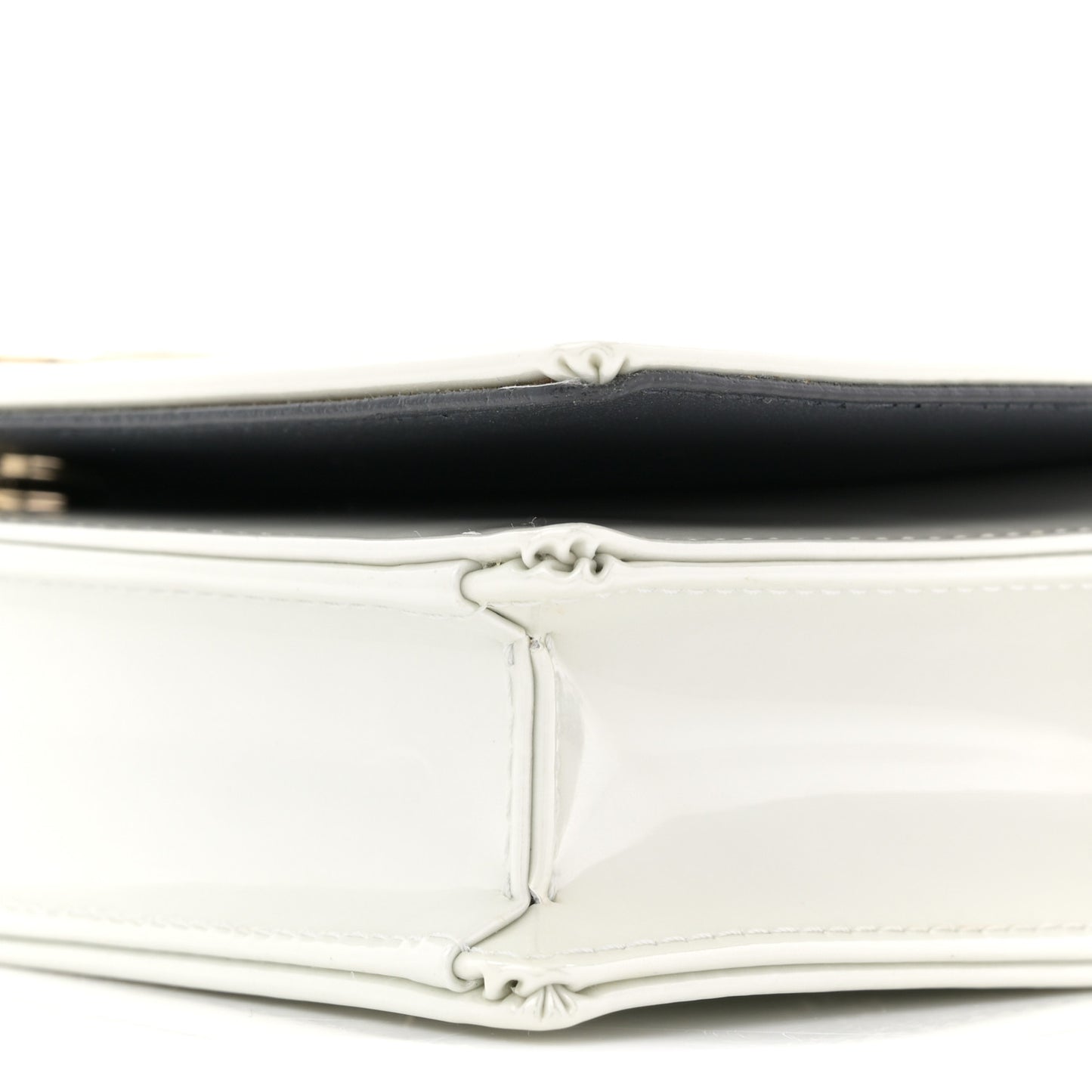 Patent Micro-Cannage Diorama Wallet on Chain Pouch White