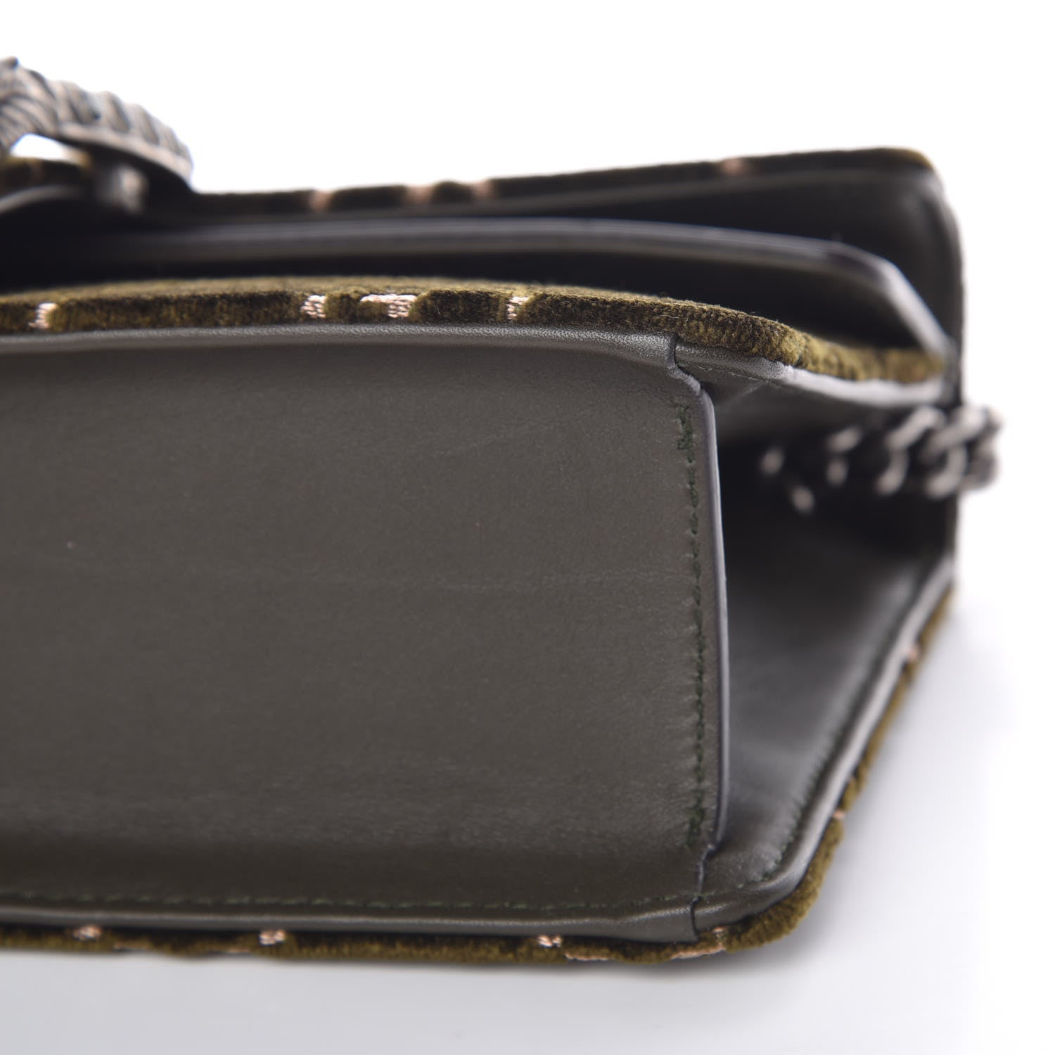 Gucci Velvet Moon Calfskin Crystal GG Monogram Small Dionysus Shoulder Bag Dark Olive Rose Gold 10 of 12