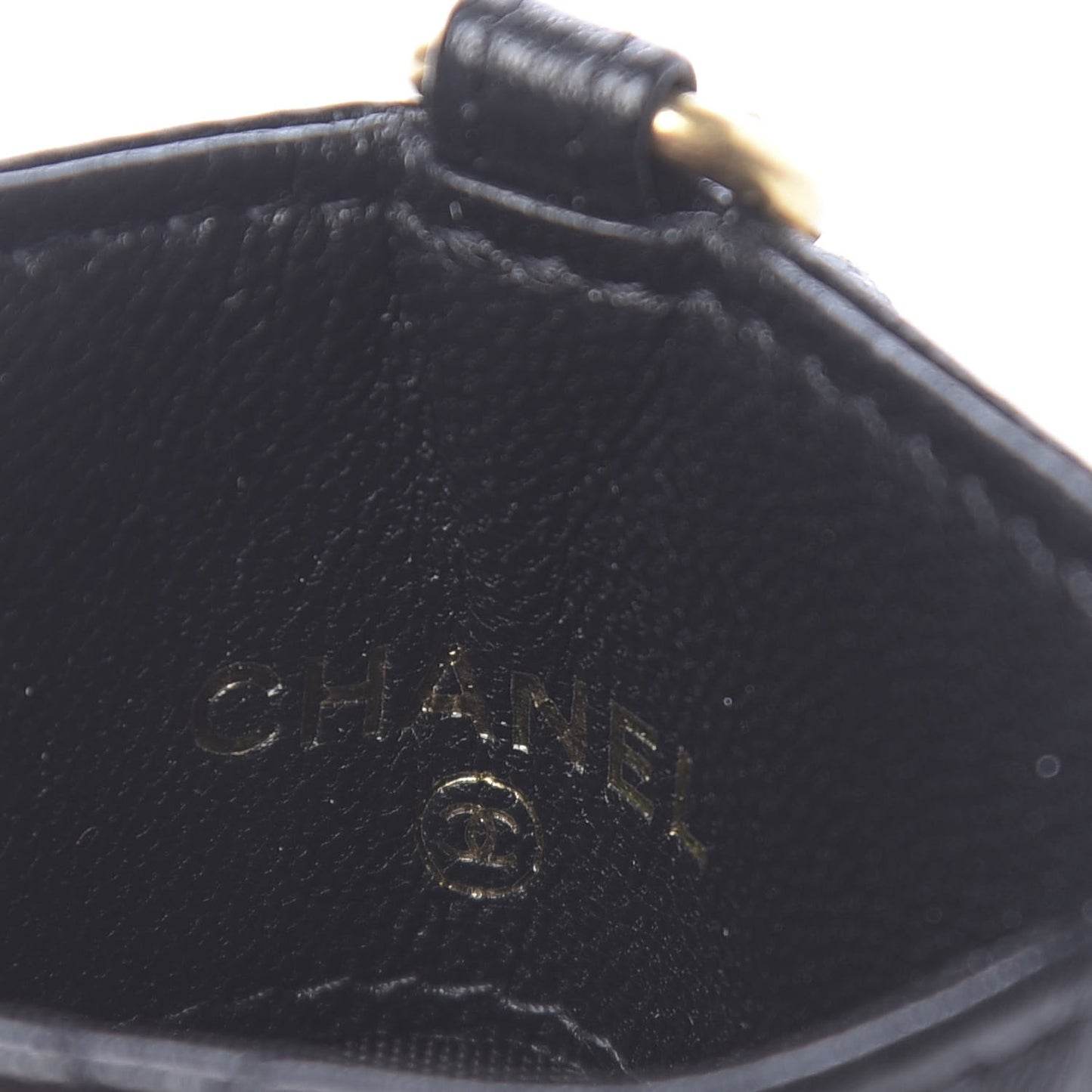 Goatskin Quilted 19 Card Holder On Chain Black