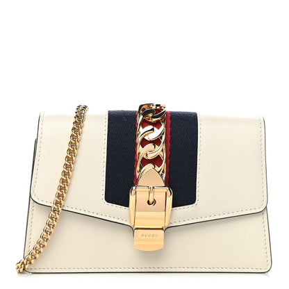 Gucci Calfskin Super Mini Sylvie Chain Shoulder Bag White 1 of 9