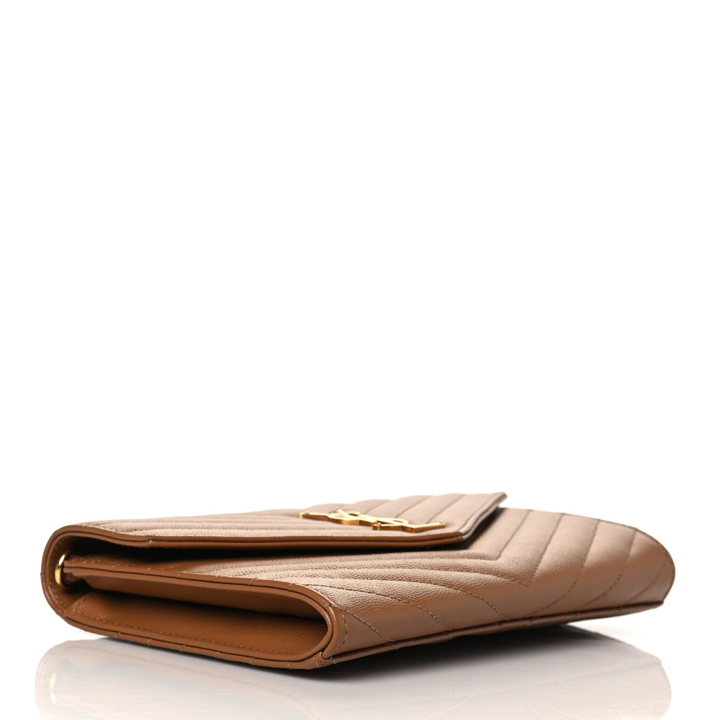 Grain De Poudre Matelasse Chevron Monogram Cassandre Flap Pouch Natural Dark