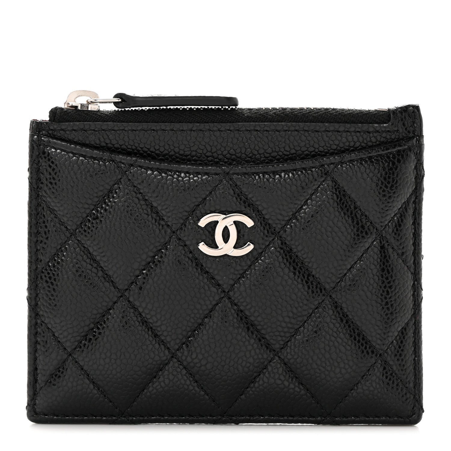 Chanel Caviar Quilted CC Zip Card Holder Black 1 of 8