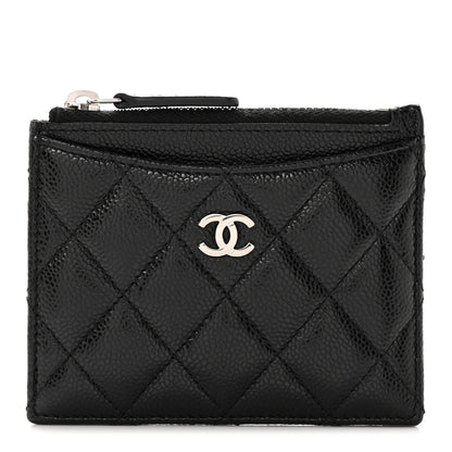 Chanel Caviar Quilted CC Zip Card Holder Black 1 of 8