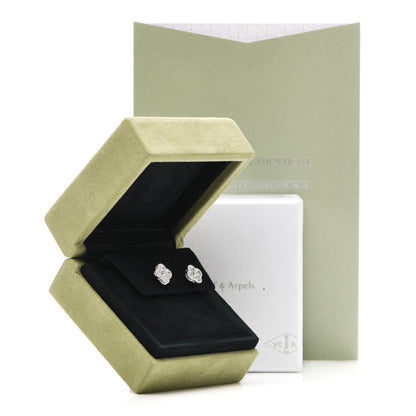 Van Cleef & Arpels 18K White Gold Diamond Sweet Alhambra Earrings 6 of 6