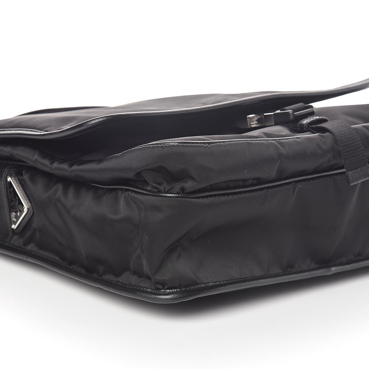 Prada Tessuto Nylon Saffiano Messenger Satchel Black 7 of 8
