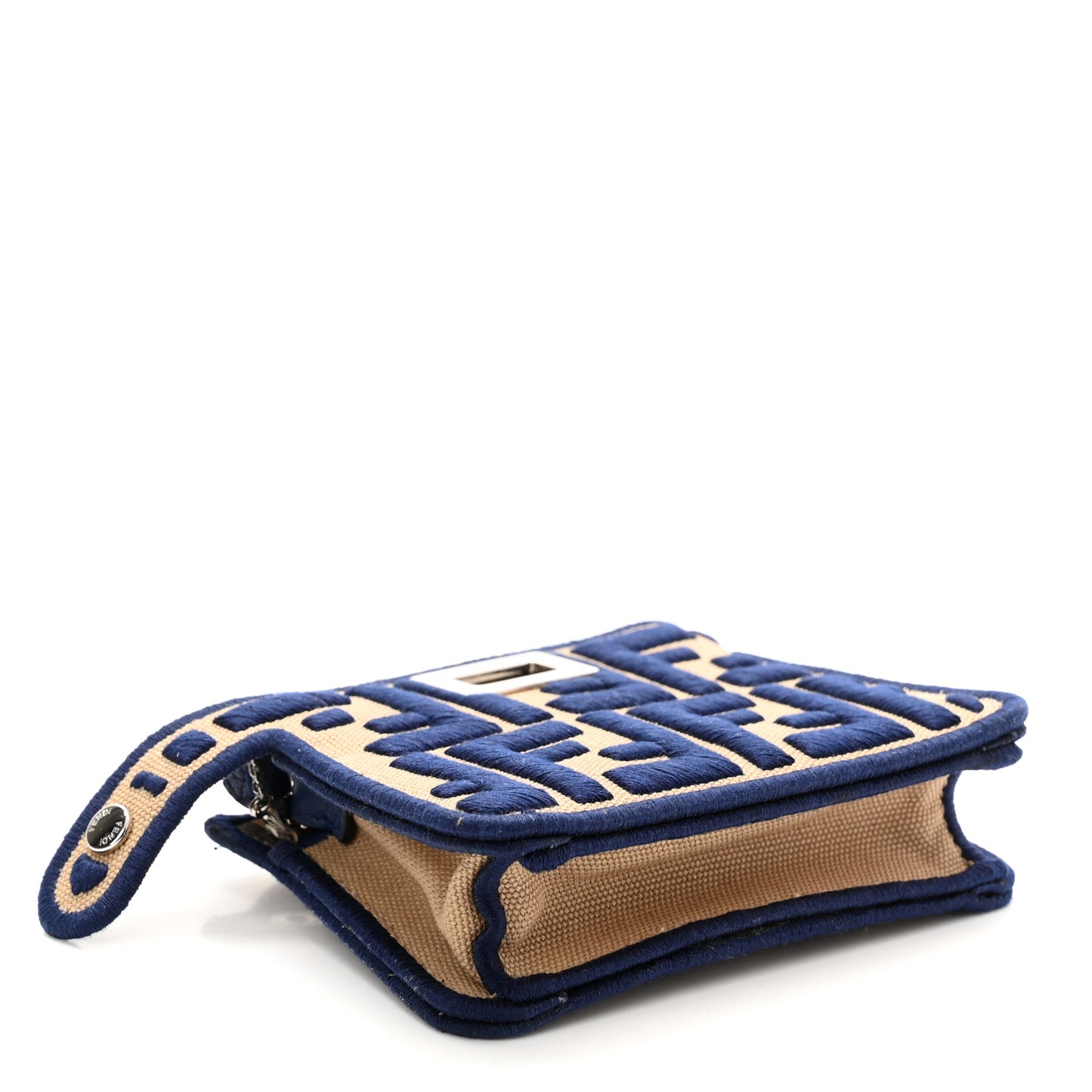 Canvas Vitello Volanato FF Embroidered Pico Peekaboo Charm Sand Midnight