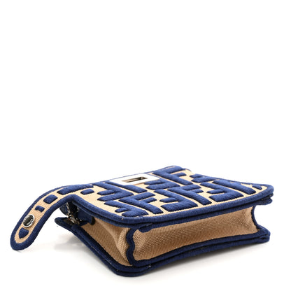 Fendi Canvas Vitello Volanato FF Embroidered Pico Peekaboo Charm Sand Midnight 4 of 10
