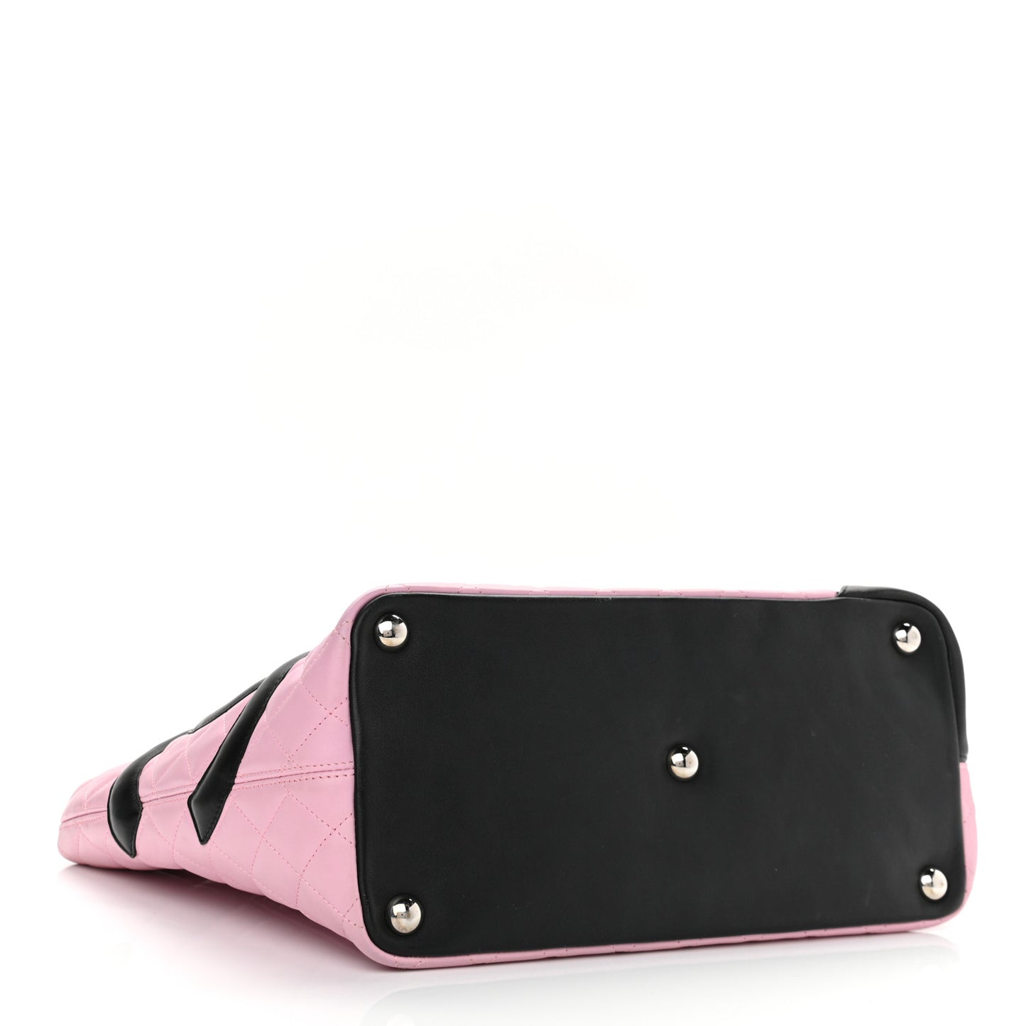 Calfskin Quilted Large Cambon Tote Pink Black