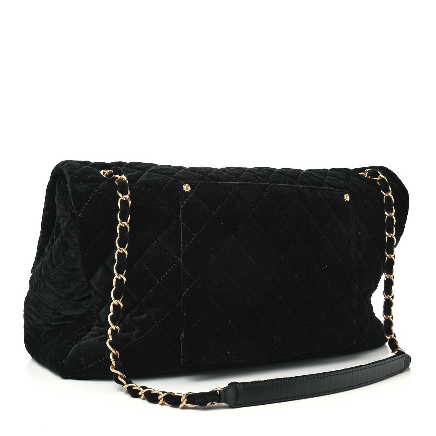 Suede Quilted XXL Travel Flap Bag Black