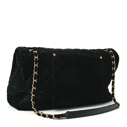 Chanel Suede Quilted XXL Travel Flap Bag Black 3 of 10