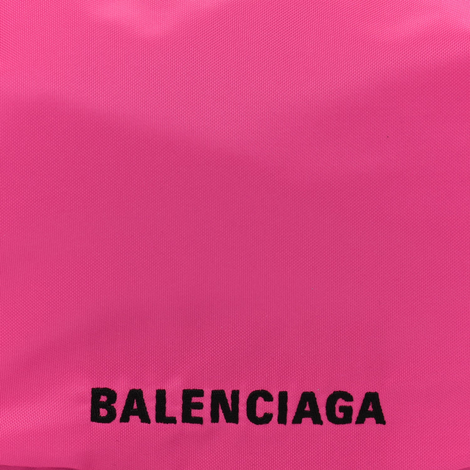 Balenciaga Recycled Sport Nylon Logo Embroidered Large Wheel Sling Bag Fluo Pink Black 8 of 10